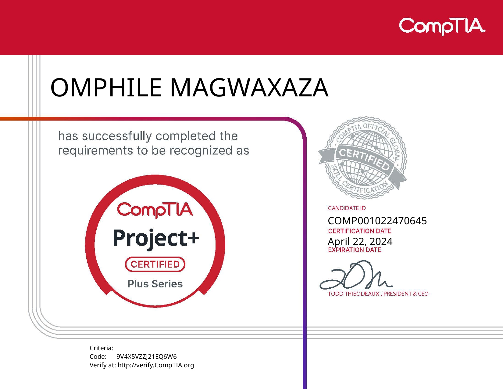 CompTIA Project+ Certificate